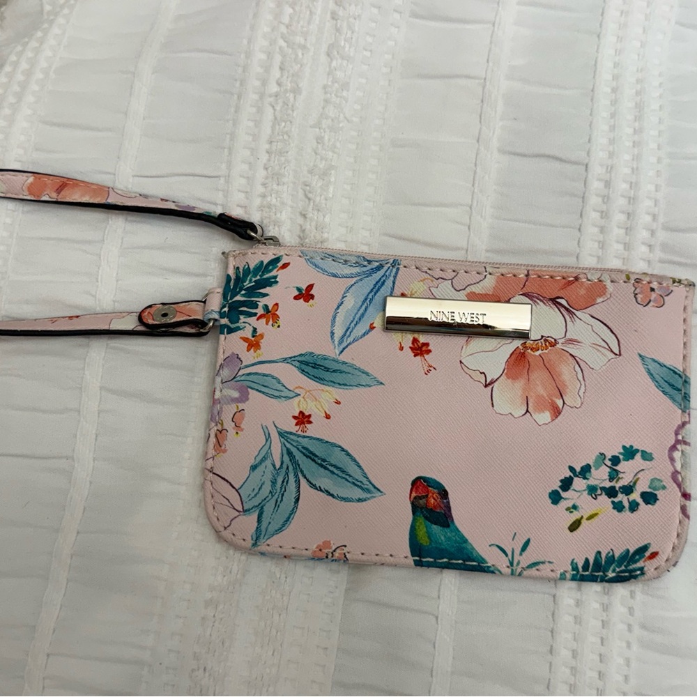 Nine West Pink and Blue Floral Wristlet
